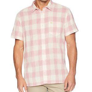 Men's short sleeve button up shirt Plaid yarn